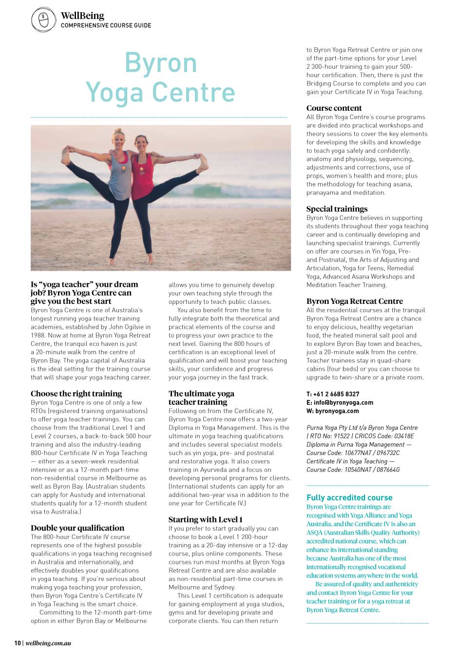 Wellbeing Magazine - Course Guide - Byron Yoga